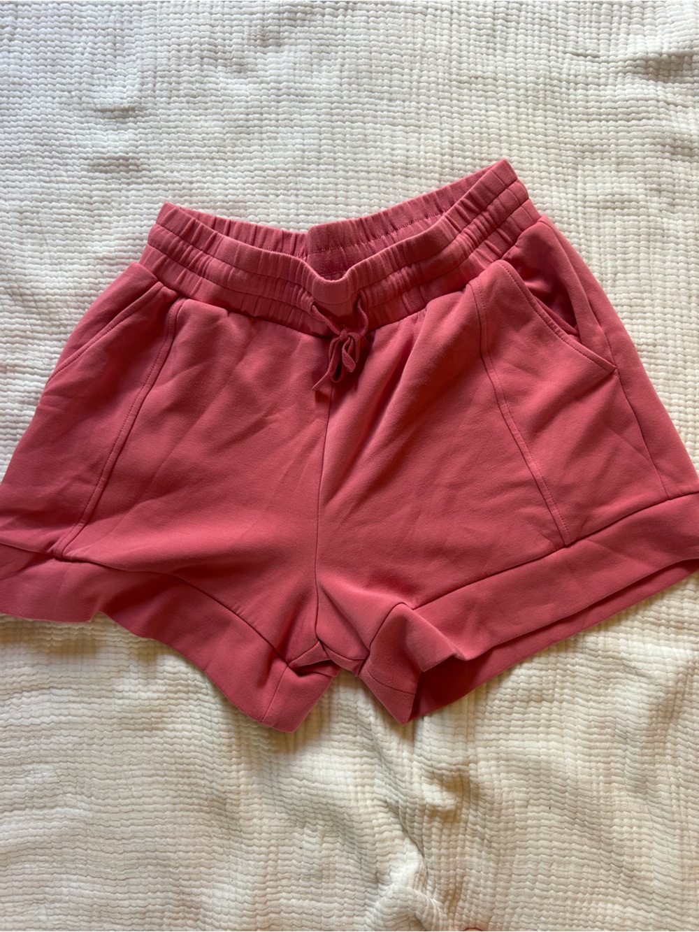 Varley Rose Pink High-Waist Drawstring Shorts